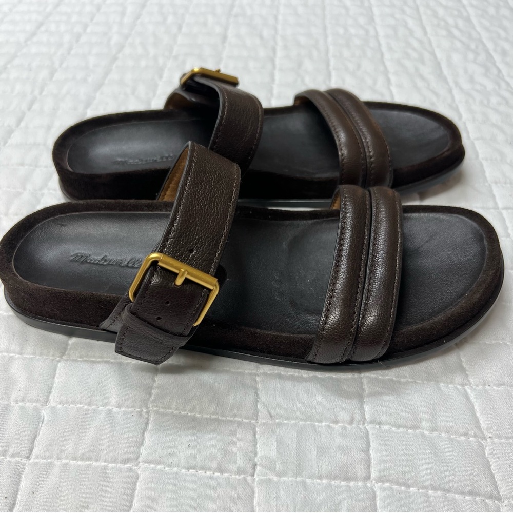 Madewell The Dara Double-Strap Slide Sandal in Dark Carob Brown Size 7.5 - Picture 5 of 12